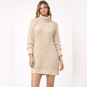 MISSGUIDED Chunky Cable Knit Turtleneck Sweater Dress